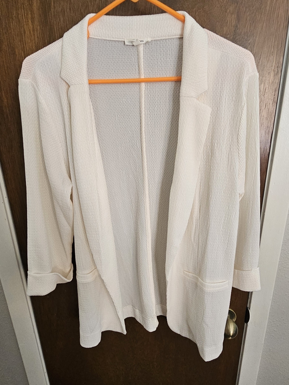 Maurices Cream Textured Open Cardigan